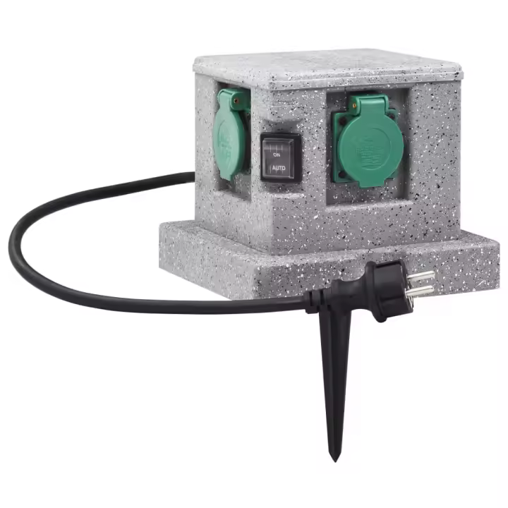 vidaXL Enchufe de jardín con sensor de ocaso plástico - 1