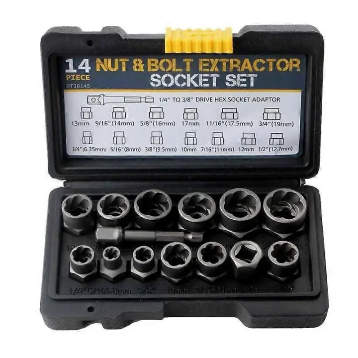 3/8" Locking Wheel Nut Remover Tool Set Stud Bolt Impact Twist Socket Extractor - 1
