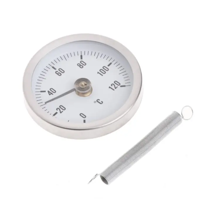 Termómetro De Aluminio Clip-en-Spring Para Tubo 63mm Medidor De Temperatura Bimetal 0-120 Grados C Ideal Para El Hogar - 1