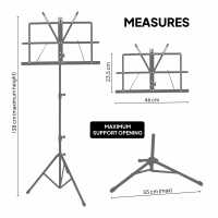 Ociodual Atril Metálico Plegable para Partituras de Música Viajes Desplazamientos Negro Soporte Ajustable Regulable Altura - details 4