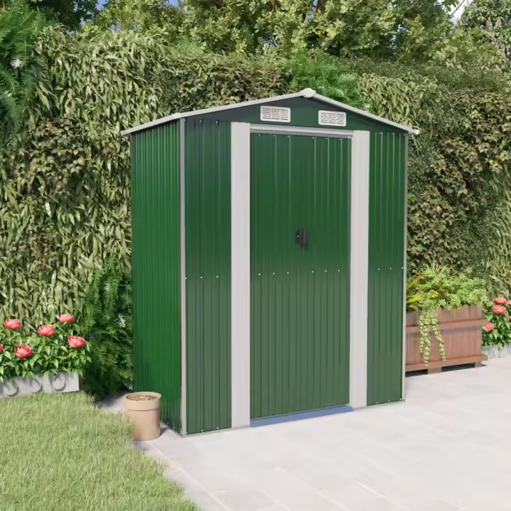 vidaXL Cobertizo de jardín acero galvanizado verde 192x108x223 cm - 1