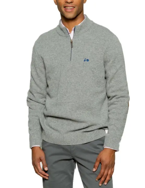 Jersey Scotta cuello Zip gris con coderas para hombre - 1