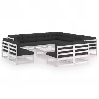 VIDAXL 3076940 conjunto moderno de muebles exteriores fabricados en madera de acabado blanco vida xl - 1