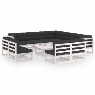 VIDAXL 3076940 conjunto moderno de muebles exteriores fabricados en madera de acabado blanco vida xl - 1
