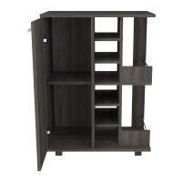 TUHOME Carrito de Bar, Bar Cart, con botellero y ruedas, Wengue Madera manufacturada Salón-Bar - details 1