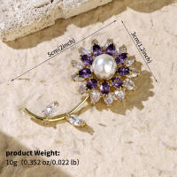 Broche De Flor Dorada Con Zirconia Joyería De Novia Lujo Accesorios Para Mujer Regalos Para Damas De Honor Adornos Elegantes Para Bodas - details 20