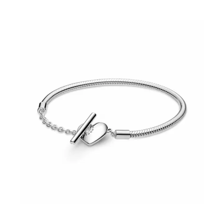 PULSERA PANDORA MOMENTS CADENA DE SERPIENTE CIERRE T CORAZÓN, Modelo: 599285C00 - 1