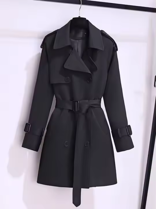 EVNISI Chaqueta De Trench Elegante Para Mujer Doble Botón Slim Con Cinturón Estilo Oficina Elegante Viento Otoño Invierno Calle 2024 - 1