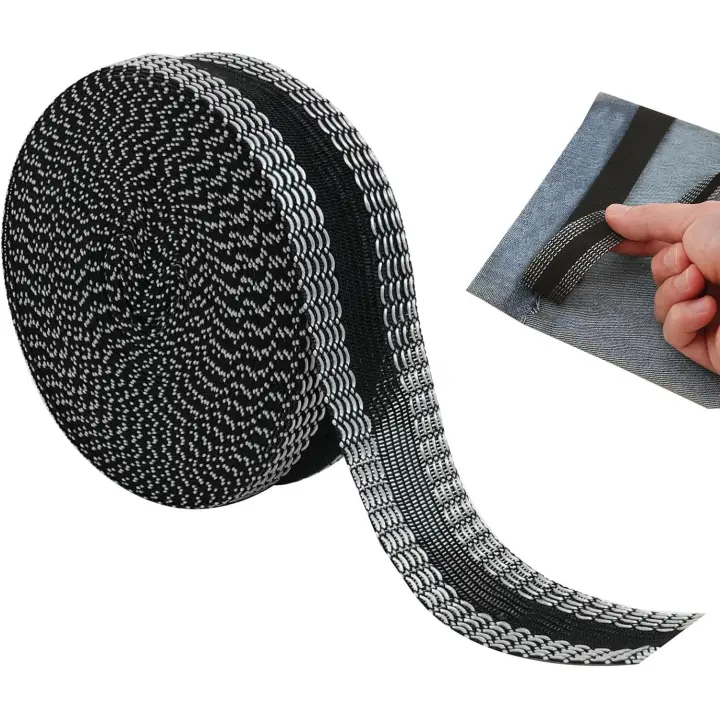 10M Ruban Adhésif pour Ourlet de Pantalon, Bande Autocollante de Couture Noire, Coupe Libre Pieds De Short Autocollants, pour Ajustements Rapides de Vêtements, Jupes, Jeans et Tissus Divers - 1
