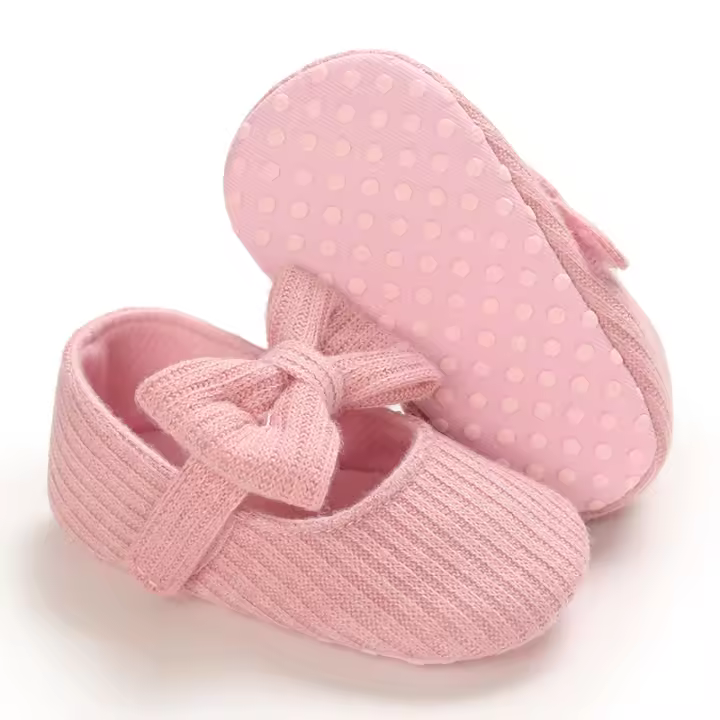 Zapatos De Bebé Para Niñas Nuevos Antideslizantes Con Lazo Suave Para El Primer Caminar De 0 a 18 Meses Zapatos De Princesa - 1