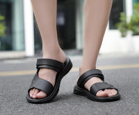 Sandalias De Verano Para Hombre PU Cuero Tacones Medios Antideslizantes Abierta Delante Zapatillas De Playa Cierre De Hebilla - details 14