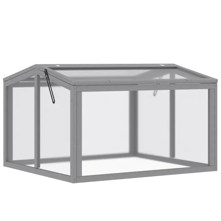 Outsunny Cold Frame Invernadero Cold Frame Box Parterre Cama de Plantas con Cubierta de Madera y Policarbonato Resistente a la Intemperie 90 x 80 x 58 cm - 1