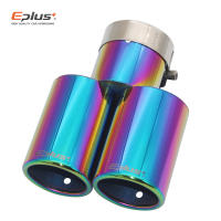 Eplus Tubo De Escape De Estilo Para Coche Muffler Universal Dual Salida De Acero Inoxidable Tamaño Variado Throat Pipe Tip Flat - details 5