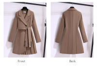 Vestido Traje Nueva 2024 Manga Larga Estilo Coreano En Caqui Blanco O Negro Con Cinturón Plisado Adecuado Para Invierno Ropa Caliente Para Mujer - details 4