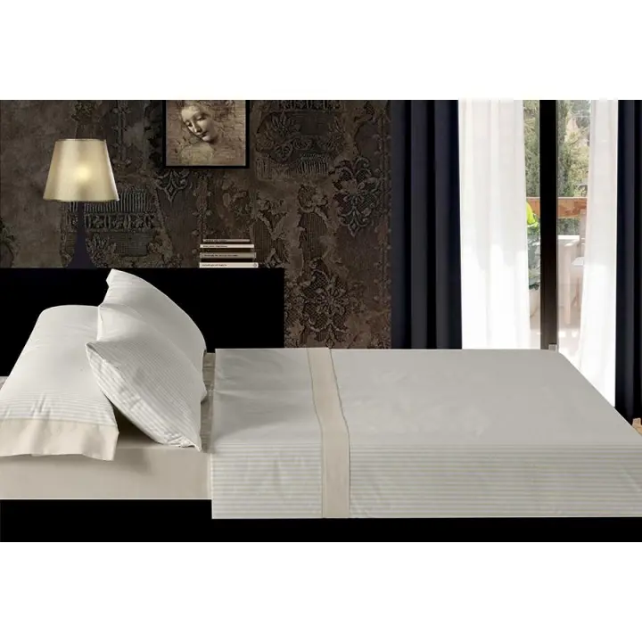 Plusdescanso - Juego de sábanas invierno Franela 100% Algodón Extrasuave y super calentito. Rayas Beig. Compuesto por bajera, encimera y funda de almohada. FABRICACIÓN ESPAÑOLA. - 1