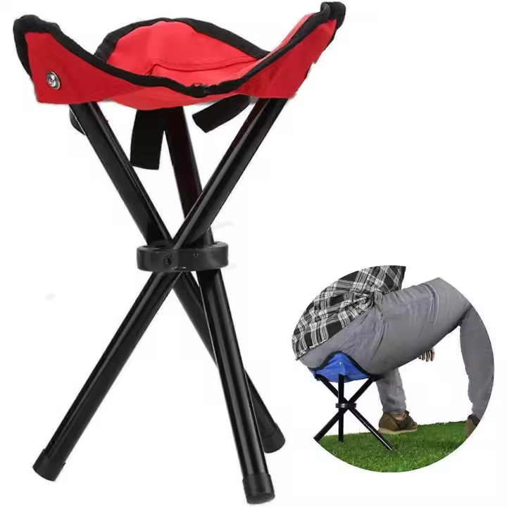 Taburete de camping plegable, Sillas de camping plegable, Asiento de trípode portáthil, Silla de viaje al Aire Libre para acampar - 1
