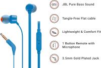JBL Tune 160 Auriculares In-Ear para móvil, Auriculares y micrófono, Dentro de oído, Binaural, Intraural, 20-20000 Hz, Color Azul - details 0