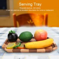 Platos de madera para frutas Bandeja de madera para té y postres Patrón de cuadrícula Plato rectangular para servir alimentos 30 x 20 cm - details 2