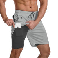 GITF Shorts De Entrenamiento Para Hombres 2-en-1 Running 7 Pulgadas Secado Rápido Gimnasio Deporte Fútbol Algodón Sólido Talla Verdadera - details 31