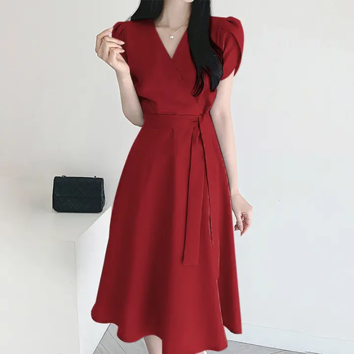 Vestido De Verano Elegante ZANZEA Para Mujer Moda OL Trabajo Corto Manga Vestido Casual Sólido A-Line Kaftan Sarafans Robe Femme - 1