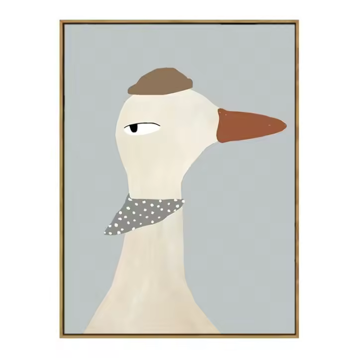 Arte De Pared Boho Cartoon Animal En Lienzo Con Tema De Rata Ganso Y Setas Para Decoración De Dormitorio Infantil Y Guardería - 1