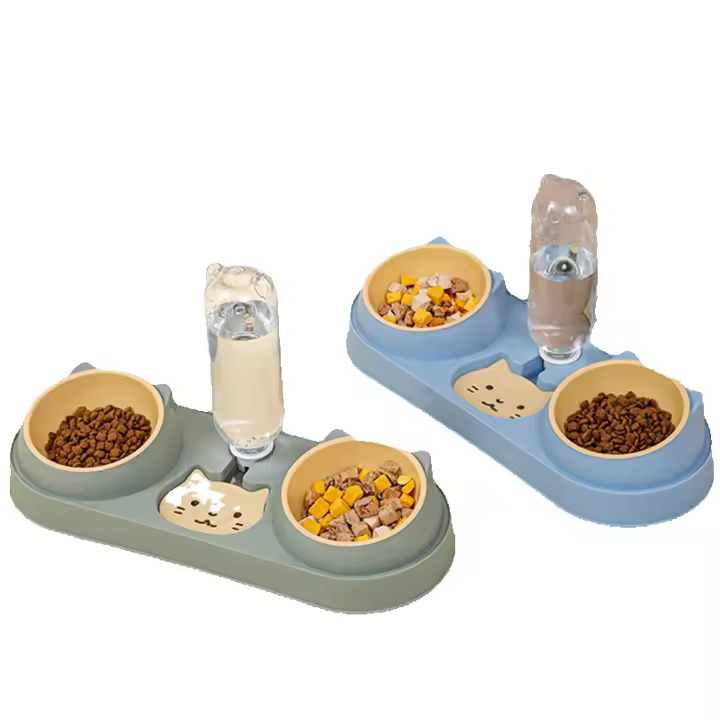 Tazón Automático Para Gatos Con Fuente De Agua Alimentador De Alimento Para Perros Tazón Doble Con Soporte Elevado Para Beber Para Gatos - 1