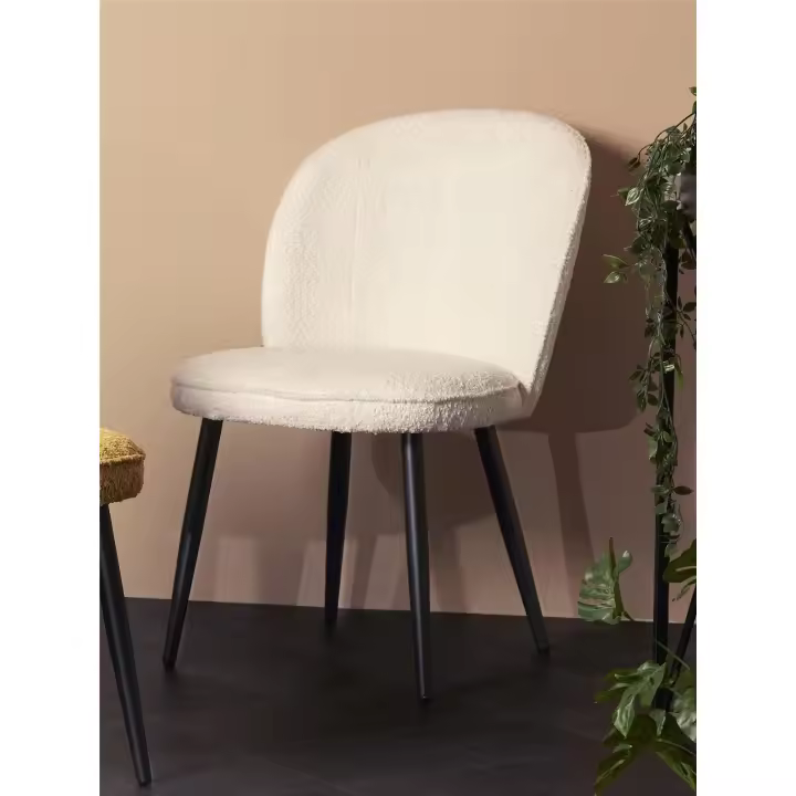 Silla isuan alpaca blanco roto c/patas negras 52x61x80 cms. El mejor complemento para tu hogar. - 1
