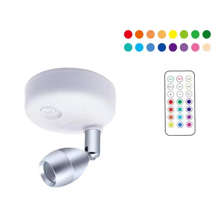 1/2pcs Luz De Noche LED Inalámbrica RGB Rotativa Para Iluminación De Resaltos Pared Y Armario Con Pilas Incluidas Luz De Ambiente Para Interior - 1