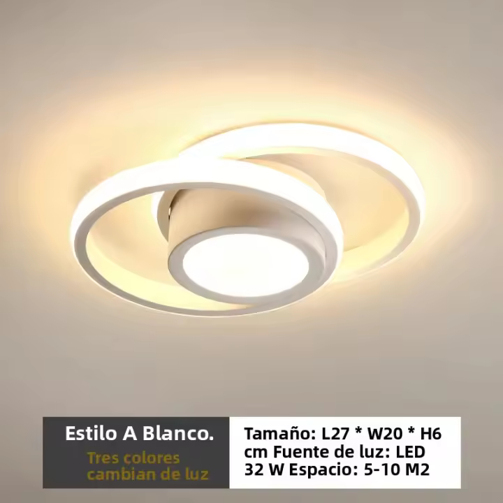 Lámpara De Techo LED Moderna Con 3 Temperaturas De Color Varias Estilos Iluminación Para Dormitorio Sala De Estar Pasillo Balcón 110V-240V - 1