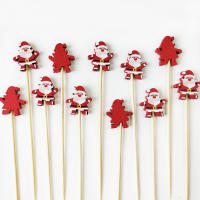 100Pcs Palillos De Bambú Desechables Para Navidad En Forma De Santa Y Payaso De Nieve Fork De Taza De Buffet Palillos Para Fiesta De Navidad Decoración De Fiesta - details 2