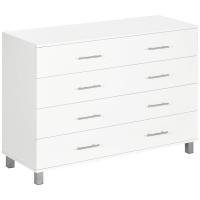 HOMCOM Cómoda con 4 Cajones Cómoda de Dormitorio de Madera con Patas Cómoda de Noche Moderno para Salón Oficina Entrada 112x38,2x81 cm Blanco - details 0