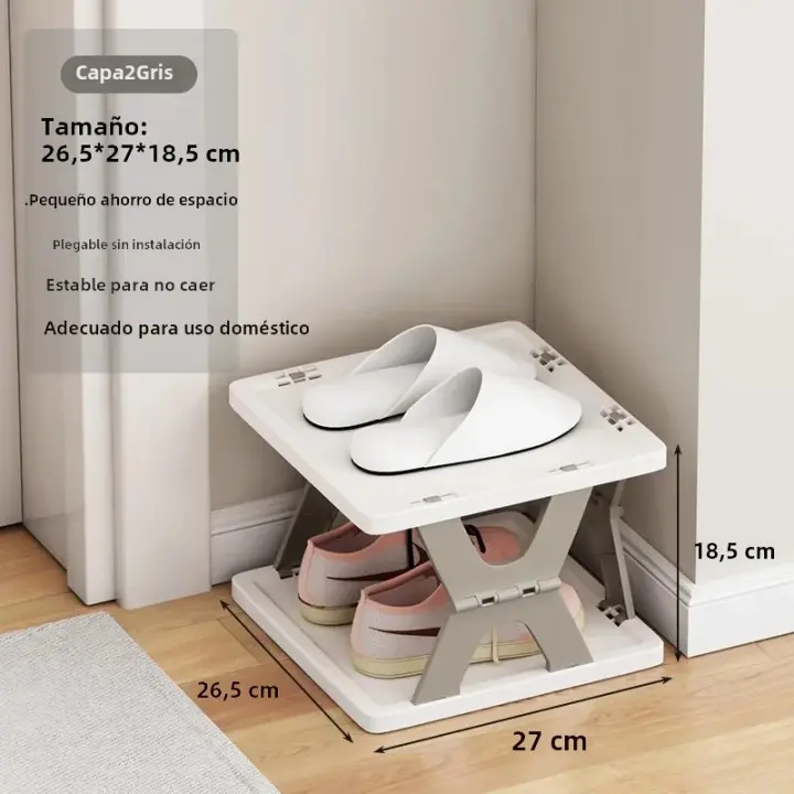 Estante plegable para zapatos de plástico multi-nivel de espacio rack de almacenamiento desmontable sin instalación - 1