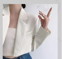 Chaqueta Corta Para Mujer En Blanco Sólido Elegante Con Manga Larga Abierta Frontal Casual Oficina Outerwear Poliéster Synthético - details 7