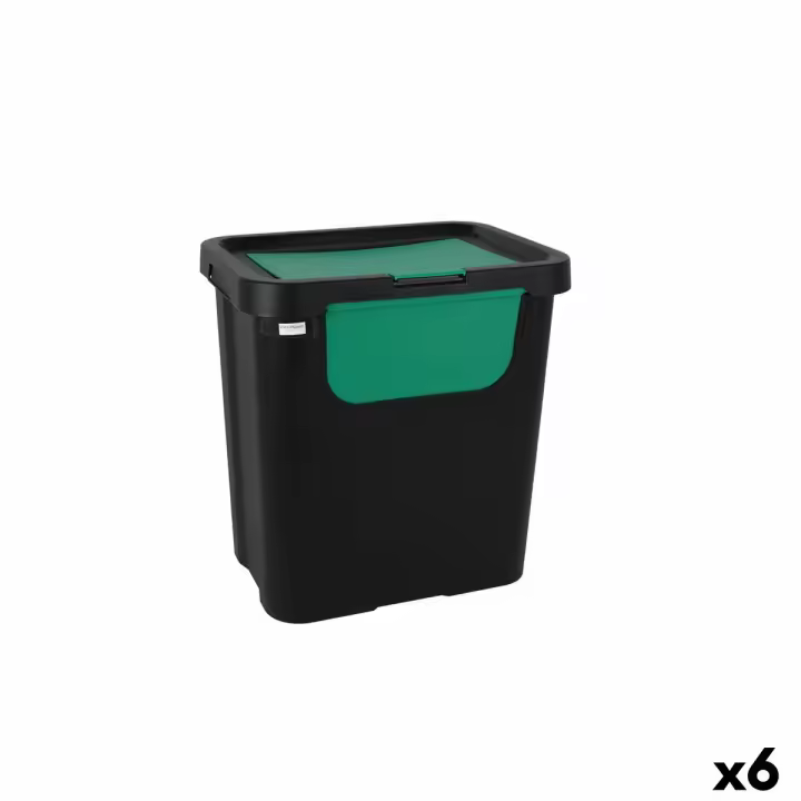 Cubo de Basura para Reciclaje Tontarelli Moda double Verde (6 Unidades) 24 L - 1