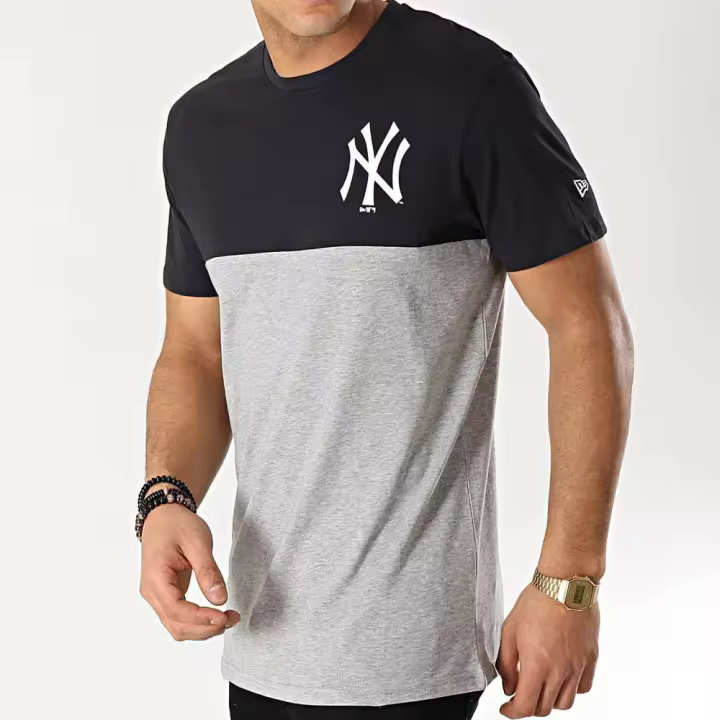 Camiseta New Era Mlb Colour Block Yankees Gris Azul Marino 11860154 - 1