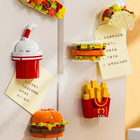 DIY MOC Autoadhesivo Para Nevera De Papel De Cocina Con Bloques De Construcción De Pizzáreas Hot Dogs Hamburguesas Tacos Pizza Juguetes Para Niños Set De Bloques De Construcción - details 1
