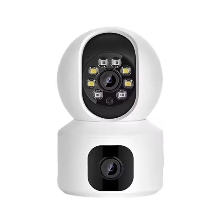 Lente dual y monitor de pantalla dual Cámara WiFi, Cámara IP PTZ inalámbrica para vigilancia del hogar, Monitor de Video de seguridad inteligente, 2k, pantallas duales, 4MP, WIFI, Audio bidireccional para bebés y Mascotas - 1