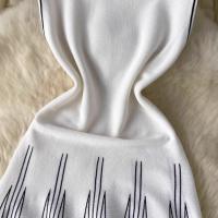 YuooMuoo Vestido Sin Mangas De Hombre Casual Para Verano Blanco Y Negro A-Line O-Cuello Cierre De Pulsera Longitud De Rodilla - details 4