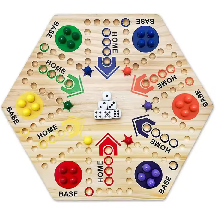 Juego de Mesa de Canicas de Madera-Tabla de Juego Interactive-Incluye 6 Dados y 30 Canicas - 1