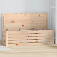 vidaXL Caja de almacenaje madera maciza de pino 109x36,5x33 cm en color Blanco/Natural - details 1