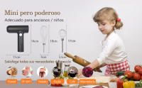 YANISTA Mini Batidora de Mano Recargable, Mezclador para Reposteleria con 2 Puntas de Batidor, Batidora de Huevo 3 Velocidades, , Pequeños Aparatos Electrodomésticos para Pasteleria, Cocina, Negro - details 0