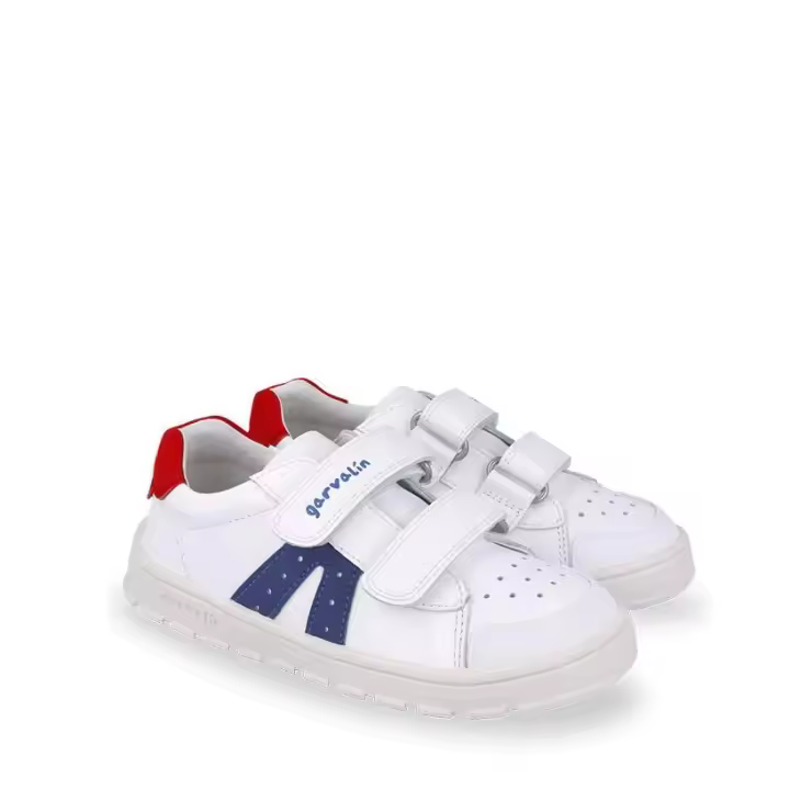 Deportivas de piel Barefoot respetuosas de Garvalín para niño color blanco mod. 252507-A057 - 1