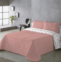 Colcha Doble Cara Primaveral Rosa Melocotón - Estampado Botánico con Tallos Lavanda y Flores en Relieve｜Tallos Lavanda Cama 90, 105, 135 y 150 , Incluye 1-2 Fundas de Almohada Botánicas ,Poliéster Suave Antipilling y Secado Rápido - details 1