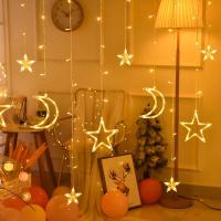 Curtain Garland LED De Estrella Y Luna Para Decoración De Eid Mubarak Y Ramadan Adorno De Navidad Para Casa Y Eventos Musulmanes Decoración De Fiesta Islámica - details 12