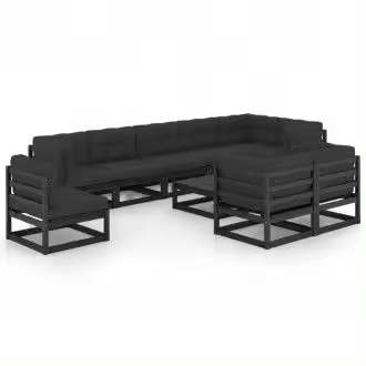 VIDAXL 3076733 conjunto de muebles para jardín fabricado en madera de color negro y cojines vida xl - 1