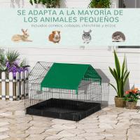 PawHut Jaula para Animales Pequeños Parque para Mascotas con 2 Puertas Toldo y Base con Tela Oxford Impermeable para Interior y Exterior 90x75x75 cm Negro y Verde - details 5