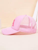 Bolera De Béisbol Para Niñas Con Alfabeto 26 Letras Color Rosa Transpirable Y De Malla Protección Solar Estilo Versátil Casual - details 5