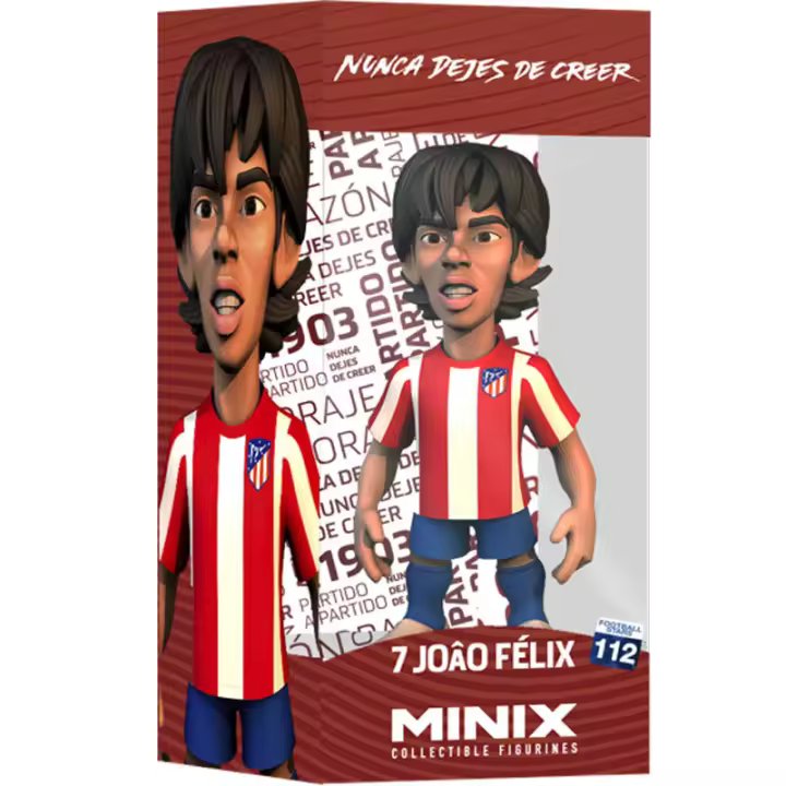 Figura Minix Joao Felix Atletico de Madrid 12cm. Figura coleccionable con acabados detallados. Perfecta para fans y coleccionistas de ediciones especiales. - 1