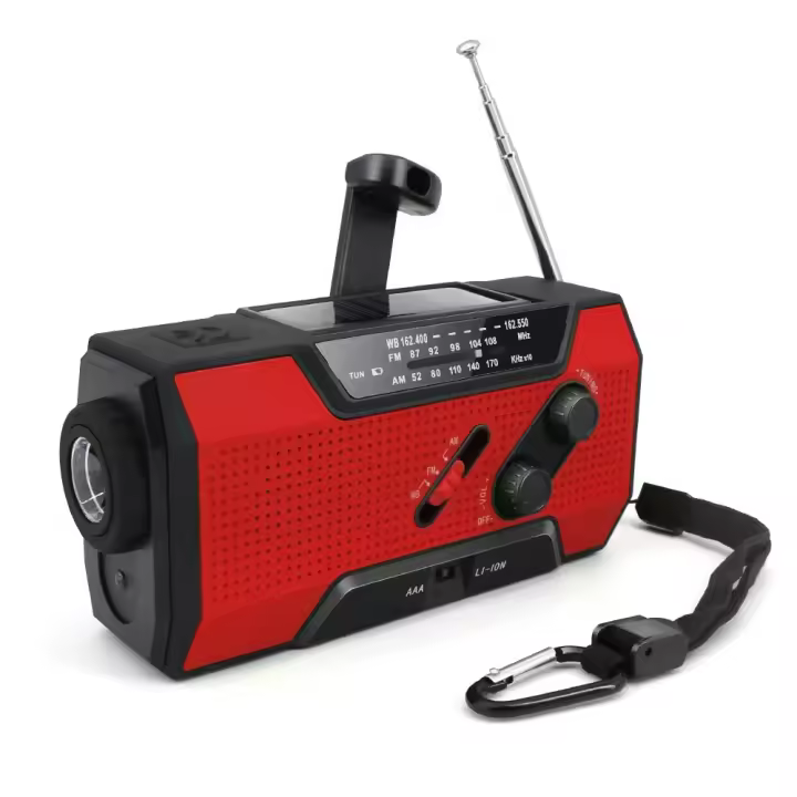 Radio portátil Power Bank Radio Meteorológica de emergencia with NOAA/AM/FM USB/solar/manivela de carga Alarma SOS y linterna, Radio Meteorológica de emergencia - 1