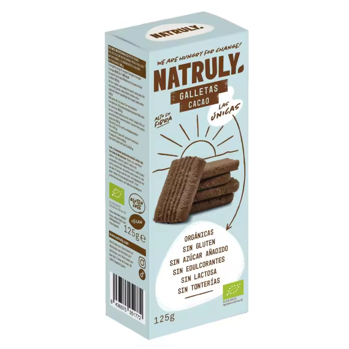 Natruly Galletas sin azúcar sabor cacao 125g  ecológico - 1